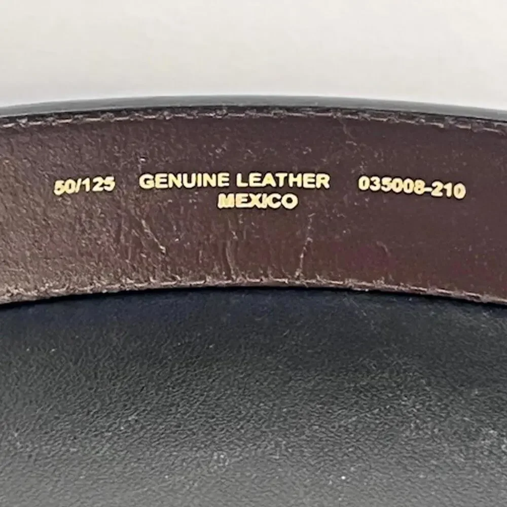 Schmidt Embossed Leather Belt with‎ Brass Gold Buckle Men's Sz 50